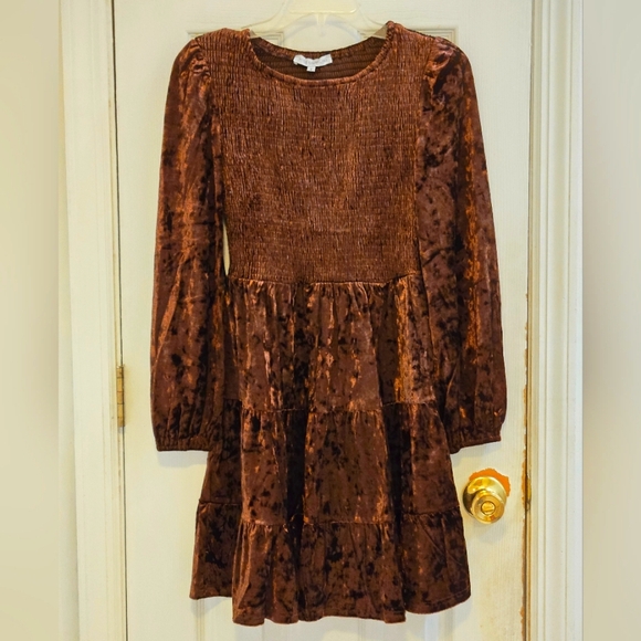 Miss Sparkling NWT Brown Soft Velvet Dress Small - Picture 11 of 11
